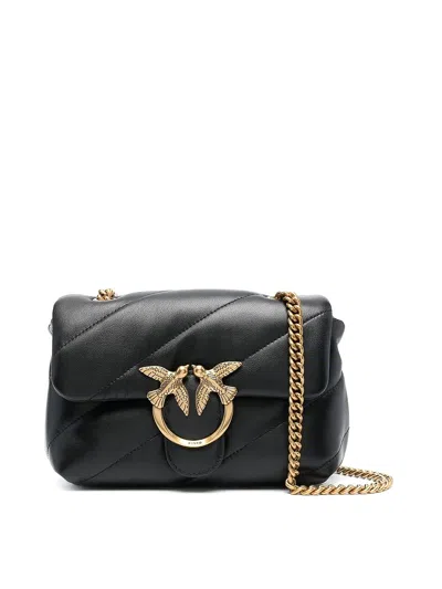 Pinko Baby Love Puff Maxi Quilt Leather Crossbody Bag In Black