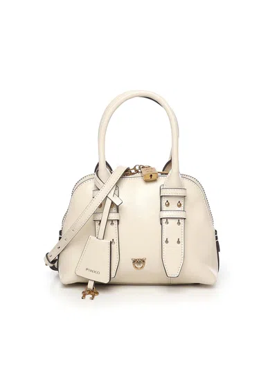 Pinko Escape Bag Maxi Leather Bowling Bag In Neutral