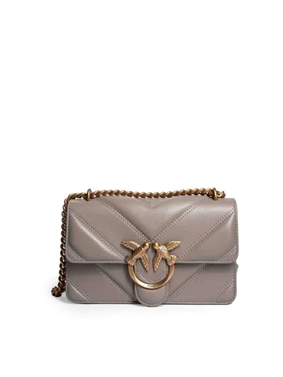 Pinko Love One Mini Light Leather Bag In Gold