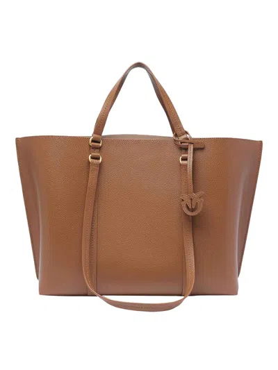 Pinko Big Shopper Bag In Brown