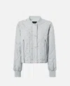 Pinko Quilted Bomber Jacket With Rhinestones And Studs In Gray