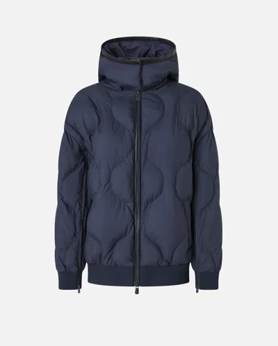 Pinko Padded Bomber Jacket With Hood In Blue