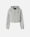 Pinko Bomber-style Short Hoodie In Gray
