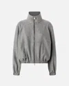 Pinko Wool-blend Bomber Jacket With Zip In Gray