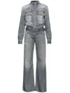 Pinko Bootcut Denim Jumpsuit In Grey