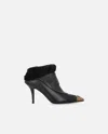 Pinko Booties With Faux Fur And Metal Toe In Black