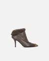 Pinko Booties With Faux Fur And Metal Toe In Brown