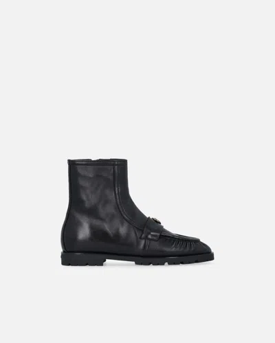 Pinko Booties With Love Birds Logo Plaque In Black