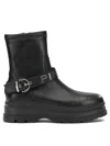 Pinko Ankle Boots With Silver Buckle And Sturdy Sole In Black