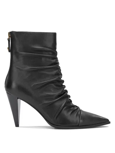Pinko Embossed Leather Ankle Boots Size 37 It In Black