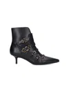 Pinko Buckle-detail Pointed-toe Boots In Black