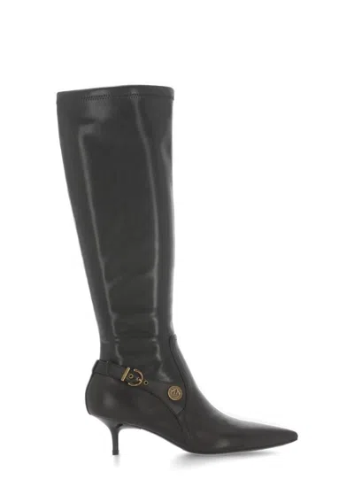 Pinko Stylish Ankle Boots Buckle Detail In Black