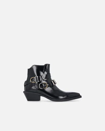Pinko 50mm Buckle Strap Boots In Black