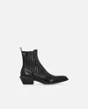 Pinko Boots Western En Cuir Brillant In Nero Limousine