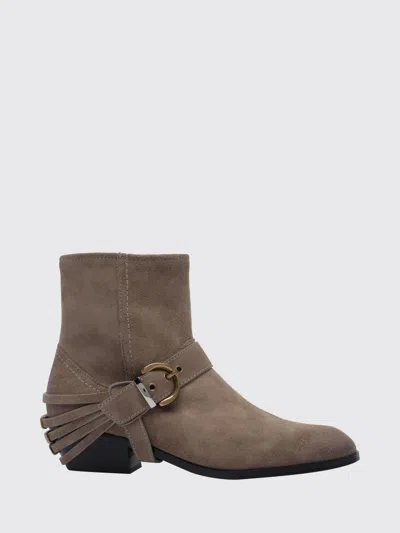 Pinko Buckle-detail Leather Boots In Brown
