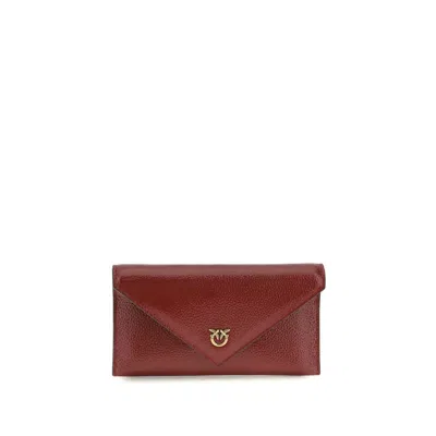 Pinko Bordeaux Calf Leather Bos Taurus Shoulder Bag In Brown