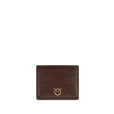 Pinko Bordeaux Calf Leather Bos Taurus Wallet In Brown