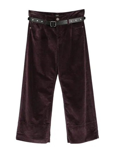 Pinko Bordeaux Cyntia Velvet Trousers In Burgundy