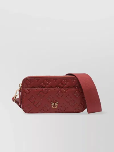 Pinko Bordeaux Embossed Crossbody Camera Bag In Beige