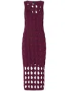 Pinko Braids And Openwork Bordeaux Dress In Red