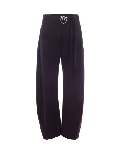 Pinko Bordeaux Scuro Satin-feel Trousers In Brown