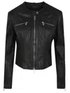Pinko Leather Jacket In Nero Limousine