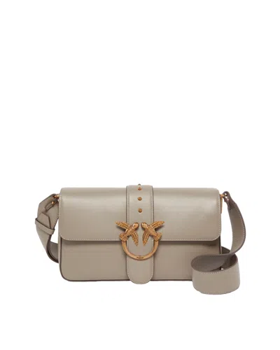 Pinko Borsa A Spalla Love Bag Grande In Pelle Noce/antique Gold