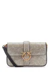 Pinko Love One Slouchy Baby Monogram Leather Crossbody Bag In Gray