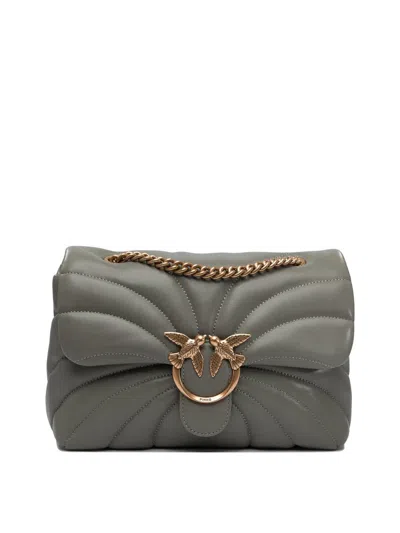 Pinko Borsa A Tracolla "love Bag Puff" Trapuntata Farfalla In Green