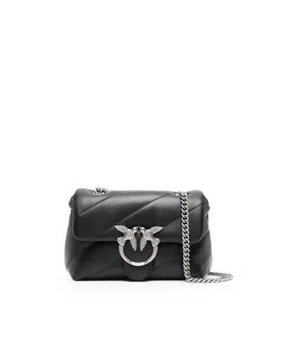 Pinko Mini Love Puff Maxi Quilt Shoulder Bag In Black