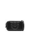 Pinko Borsa A Tracolla Nera Carrie Con Logo Love Birds In Rilievo In Z99q