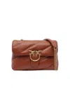 Pinko 'love Classic Puff' Brown Shoulder Bag With Diagonal Maxi Quilting In Leather Woman In L84q