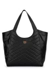 Pinko Quilted Chevron Dual Handle Shoulder Bag In Neroantiquegold