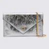 Pinko Silver Tone Leather Crossbody Bag In Silver