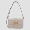 Pinko Beige Leather Mini Love Shoulder Bag In White