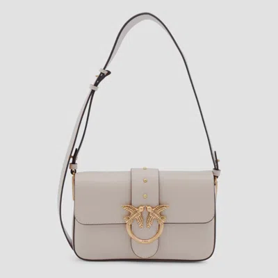 PINKO PINKO BEIGE LEATHER SHOULDER BAG