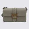 Pinko White Leather Medium Love Bag Slouchy In Green