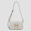 Pinko Beige Leather Mini Love Shoulder Bag In White