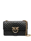 Pinko Chevron-pattern Quilted Shoulder Bag With Gold-tone Bird Clasp In Black