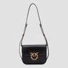 Pinko Love Box Black Crossbody Bag With Love Birds Plaque On The Front In Leather Woman In Black