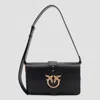 Pinko Large Love Leather Shoulder Bag In Black