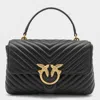 Pinko Foldover Quilted Shoulder Bag With Chain Strap In Black