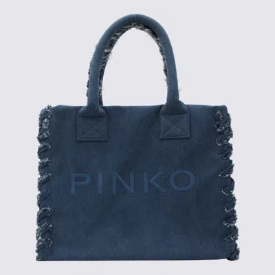 Pinko Logo-embroidered Denim Beach Bag