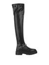 Pinko Thigh-high Boots With Metal Inserts In Black