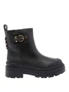 Pinko Leather Booties With Love Birds Logo In Black