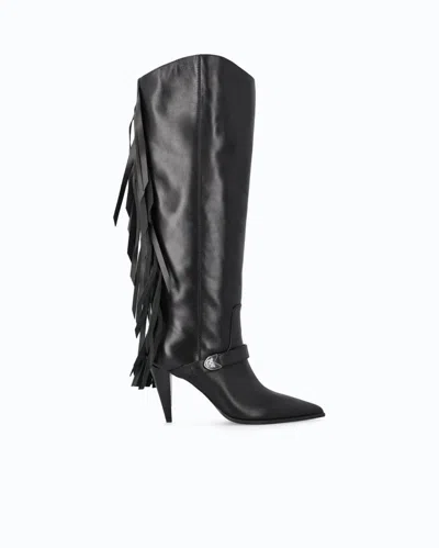 Pinko Black Vane 03 Fringed Leather Boots