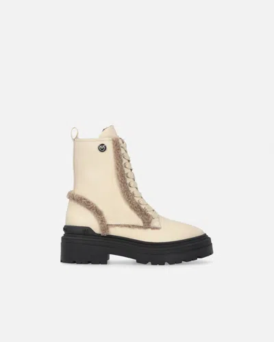 Pinko Booties With Faux Fur In Neutral