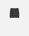 Pinko Bouclé Knit Mini Skirt With Sequins In Black/brown/white