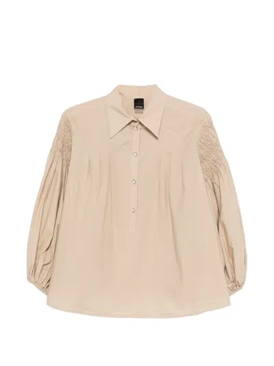 Pinko Bouquet Smocked Blouse In Neutral