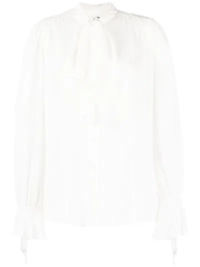 Pinko Bow-detail Draped Shirt In White